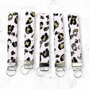 Keychain Wristlet Style Cheetah Print with Silver Hardware Brand New Handmade